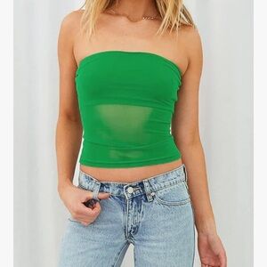 Green Tube top with mesh bottom